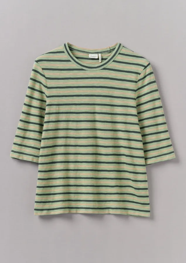 Jersey | Tops & Tees-TOAST Cleo Stripe Cotton Half Sleeve Tee Sage