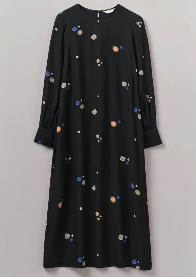 Dresses-TOAST Cosmic Dot Print Column Dress Black