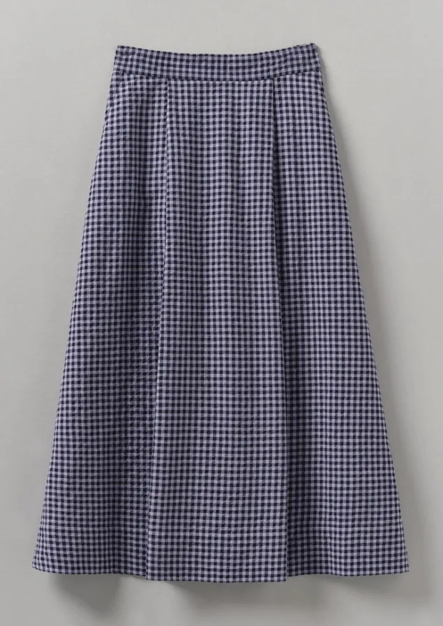 Skirts-TOAST Cotton Gingham Seersucker Skirt Lilac
