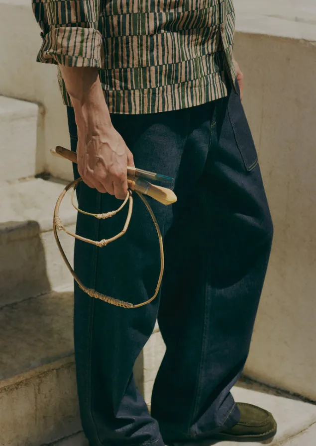 Denim | Trousers-TOAST Cotton Hemp Denim Cargo Trousers Indigo