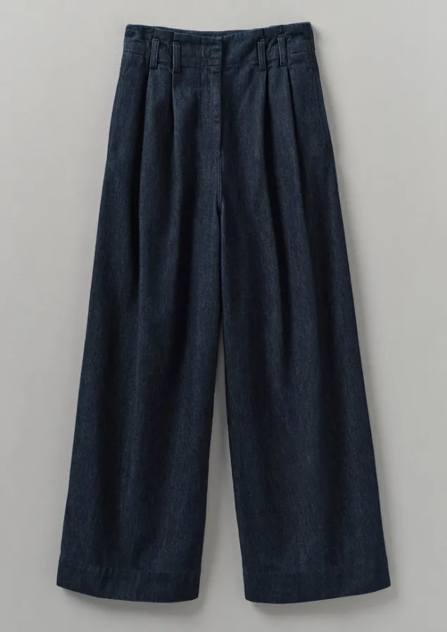 Denim | Workwear-TOAST Cotton Hemp Denim Wide Leg Trousers Indigo