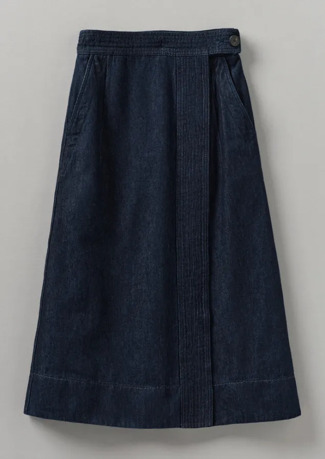 cotton_hemp_denim_wrap_skirt_5.webp Denim | Skirts-TOAST Cotton Hemp Denim Wrap Skirt Indigo