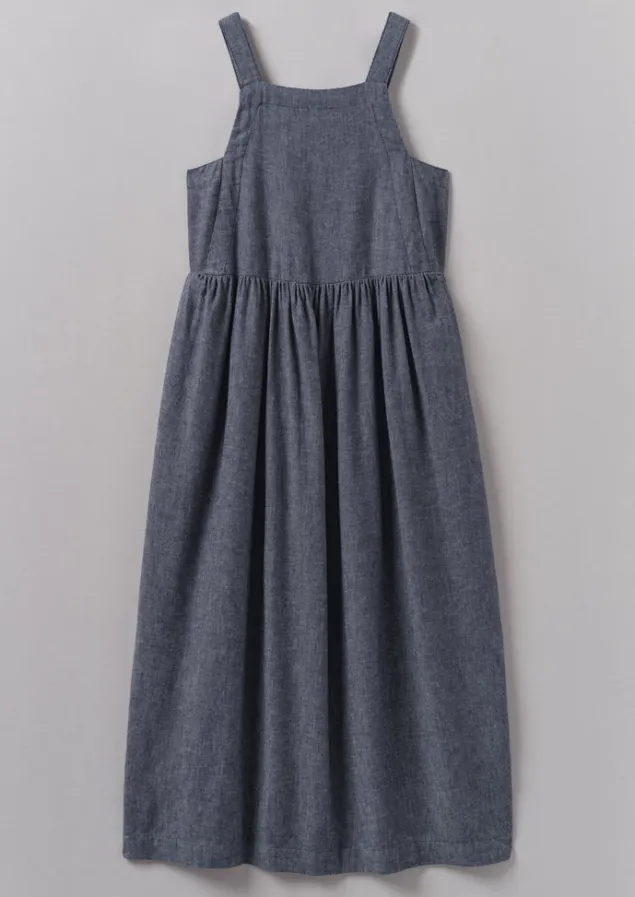 Linen | Loungewear-TOAST Cotton Linen Twill Gathered Waist Dress IndigoBlue