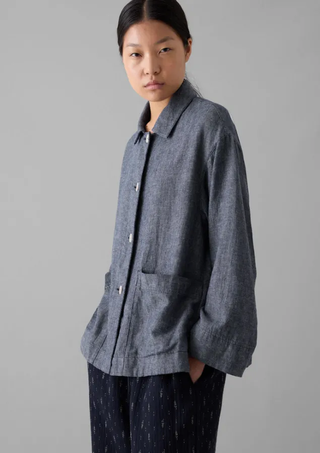 Linen | Loungewear-TOAST Cotton Linen Twill Shirt IndigoBlue