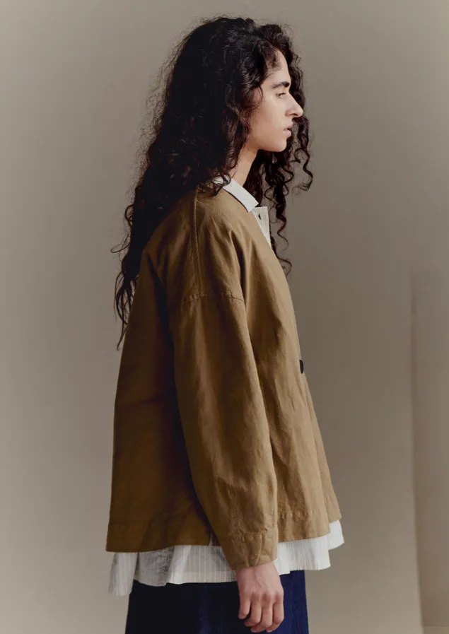 Linen | Coats & Jackets-TOAST Cotton Linen Wrap Jacket GoldenSand