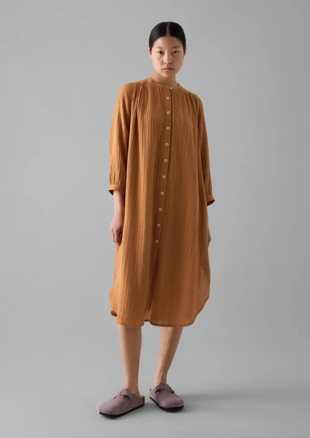 Nightwear | Loungewear-TOAST Crinkle Cotton Kaftan Nightdress SoftCaramel
