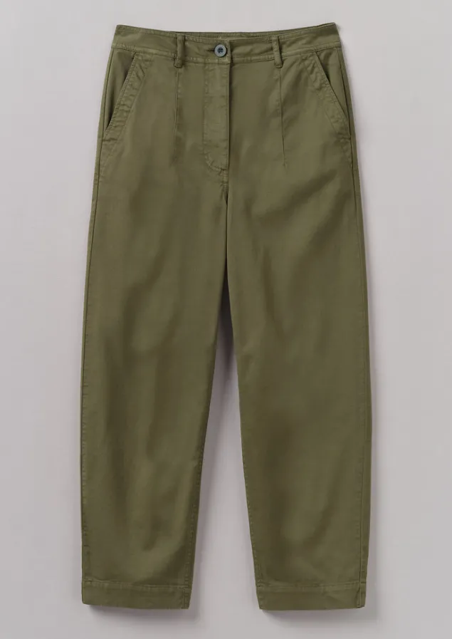 Trousers-TOAST Darted Cotton Twill Trousers PhosphoriteGreen