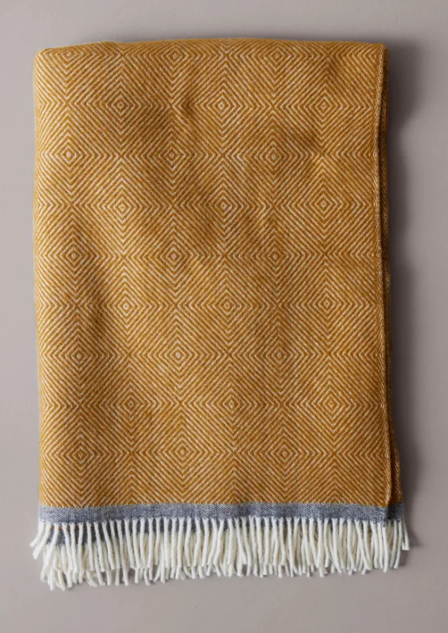 Textiles | Blankets & Throws-TOAST Diamond Wool Blanket Caramel/Charcoal