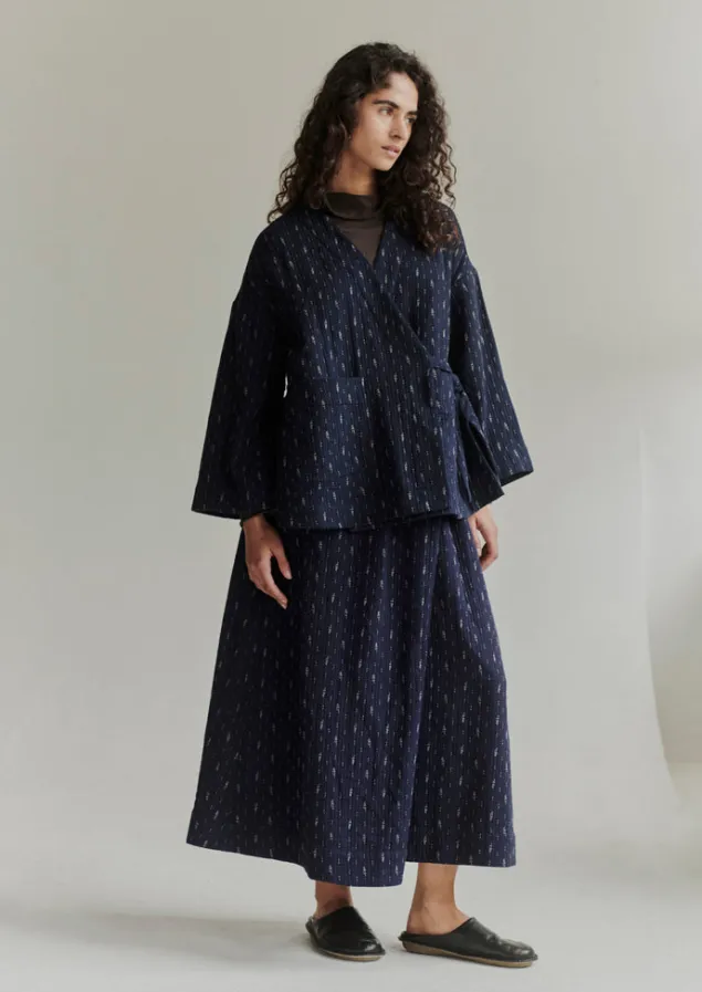 dobby_cotton_lounge_jacket_2.webp Loungewear | Coats & Jackets-TOAST Dobby Cotton Lounge Jacket IndigoBlue