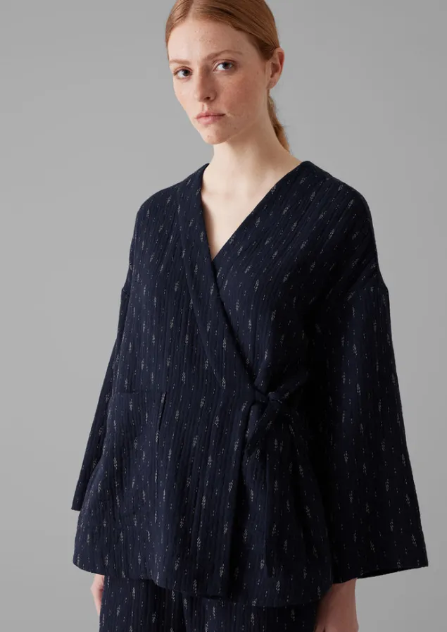 dobby_cotton_lounge_jacket_4.webp Loungewear | Coats & Jackets-TOAST Dobby Cotton Lounge Jacket IndigoBlue