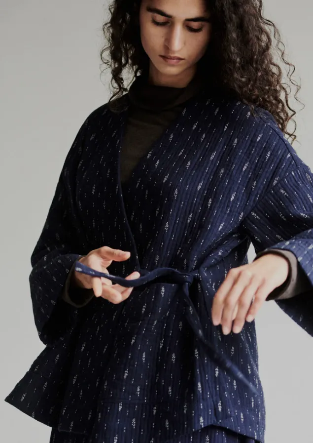 dobby_cotton_lounge_jacket_7.webp Loungewear | Coats & Jackets-TOAST Dobby Cotton Lounge Jacket IndigoBlue