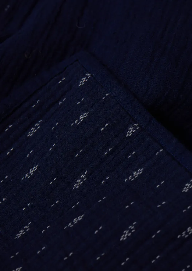 dobby_stitch_cotton_throw_3.webp Textiles | Blankets & Throws-TOAST Dobby Stitch Cotton Throw IndigoBlue