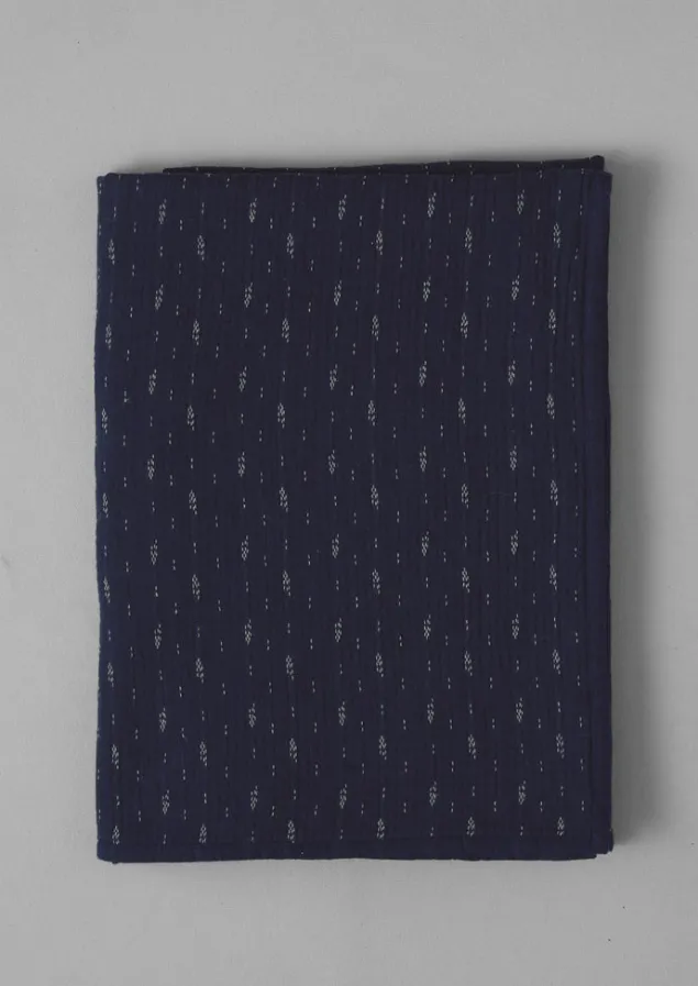 dobby_stitch_cotton_throw_5.webp Textiles | Blankets & Throws-TOAST Dobby Stitch Cotton Throw IndigoBlue