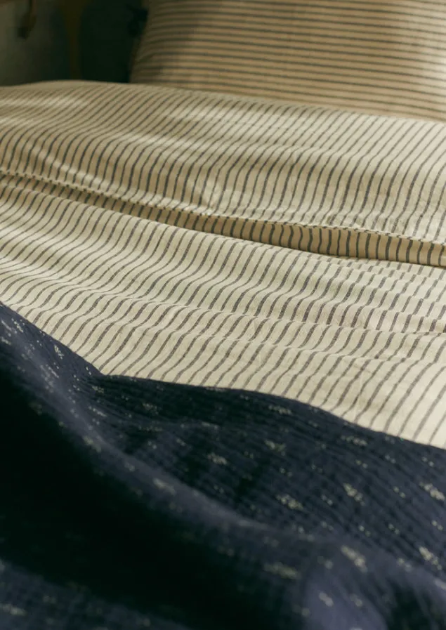 dobby_stitch_cotton_throw_7.webp Textiles | Blankets & Throws-TOAST Dobby Stitch Cotton Throw IndigoBlue