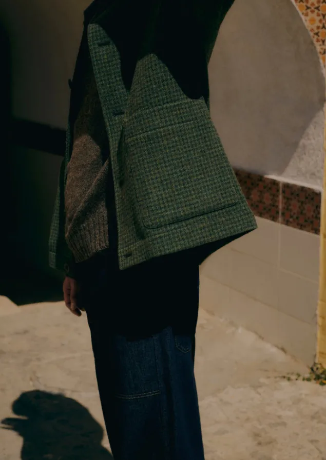 dogtooth_wool_chore_jacket_2.webp Coats & Jackets-TOAST Dogtooth Wool Chore Jacket ForestGreen
