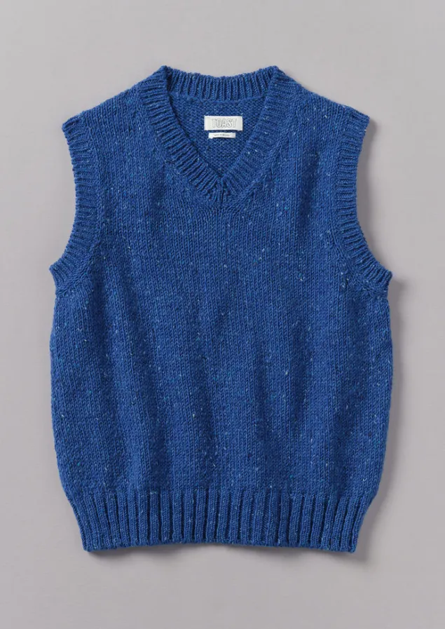 Knitwear-TOAST Donegal Wool Knitted Tank NeptuneBlue