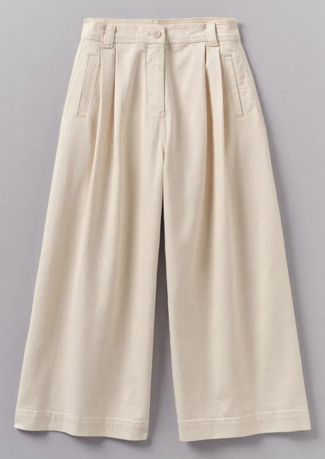 Denim | Jeans-TOAST Denim Pleat Front Trousers Ecru