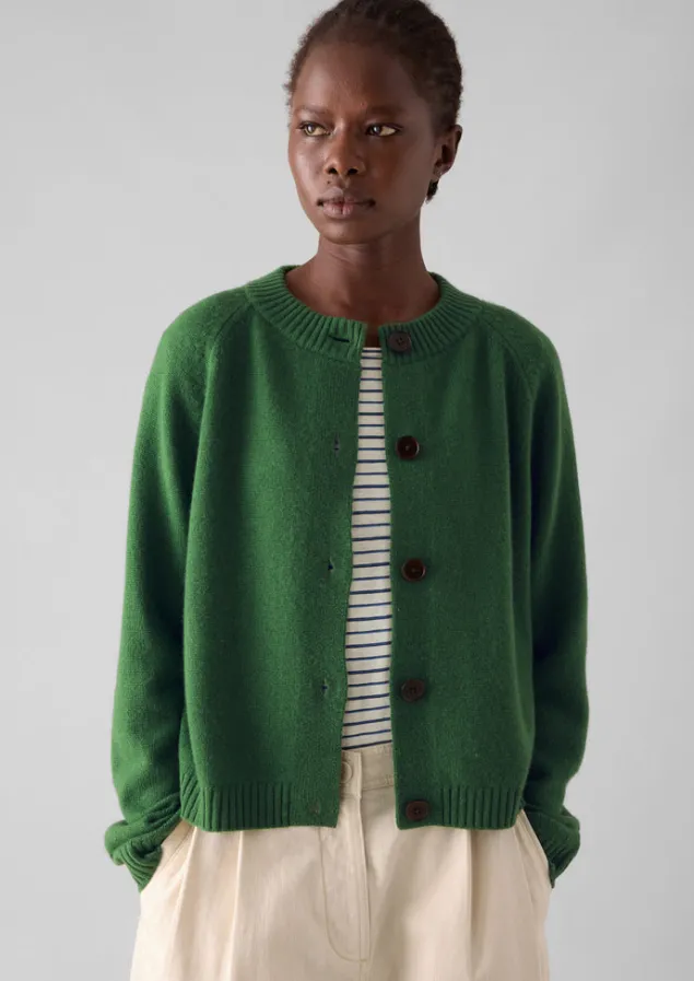 Cashmere | Knitwear-TOAST Eden Wool Cashmere Raglan Cardigan MineralGreen