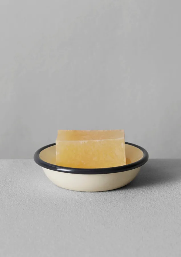 enamel_soap_dish_2-1.webp Bathroom-TOAST Enamel Soap Dish Ecru/DarkGrey
