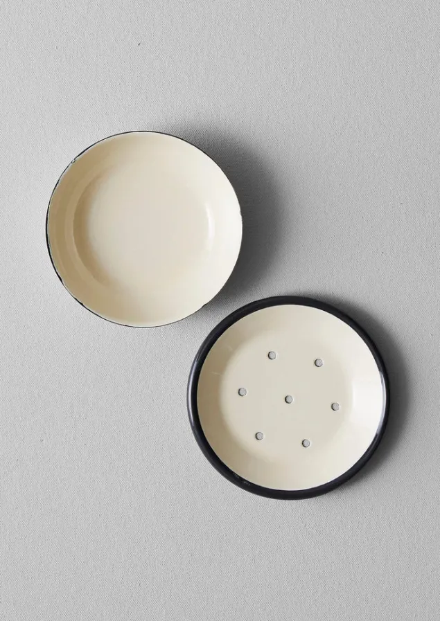 enamel_soap_dish_3-1.webp Bathroom-TOAST Enamel Soap Dish Ecru/DarkGrey