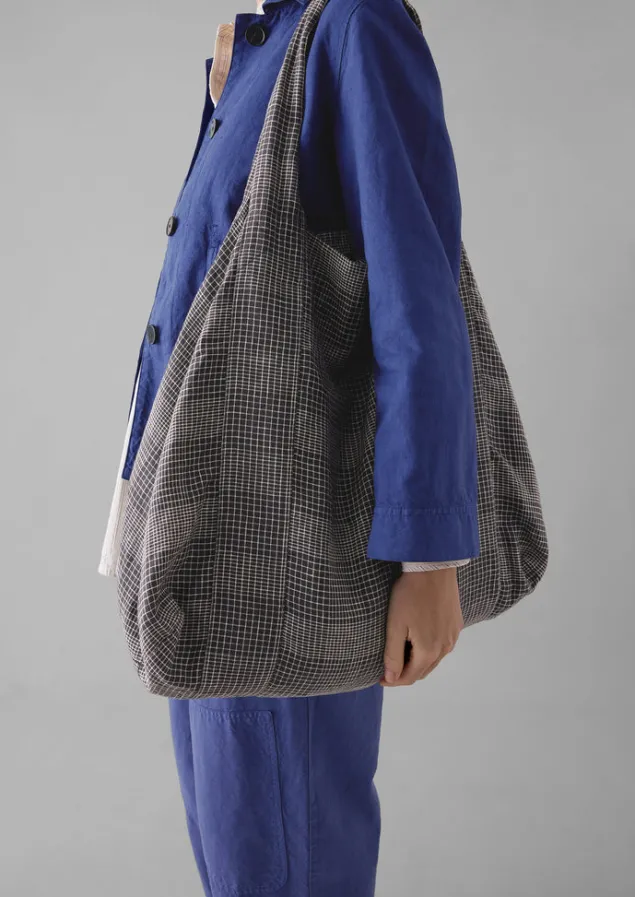 etched_check_linen_bag_4.webp Bags & Belts-TOAST Etched Check Linen Bag Slate