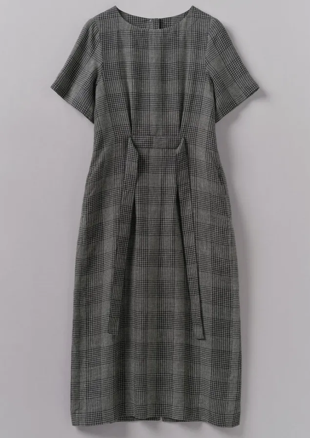 Linen | Loungewear-TOAST Etched Check Linen Dress Slate