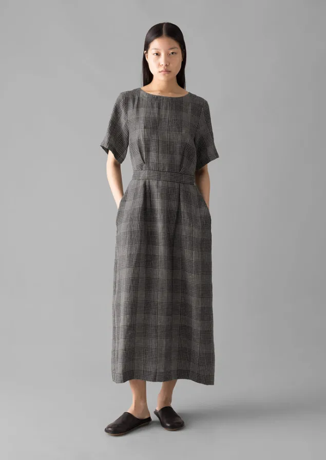 etched_check_linen_dress_22.webp Linen | Loungewear-TOAST Etched Check Linen Dress Slate