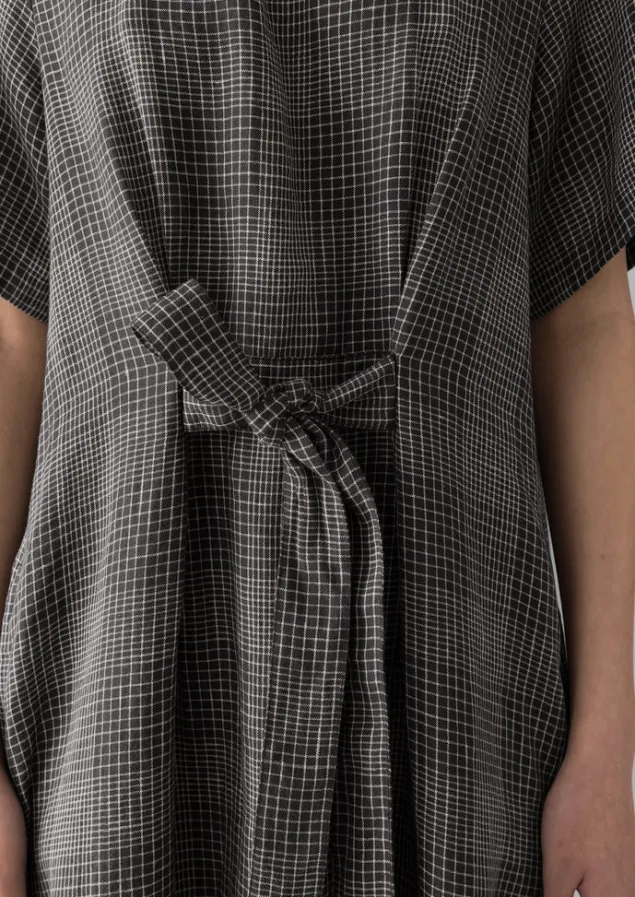 etched_check_linen_dress_5.webp Linen | Loungewear-TOAST Etched Check Linen Dress Slate