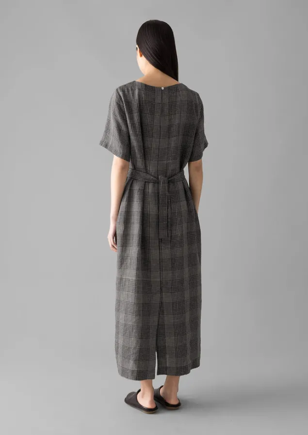 etched_check_linen_dress_7.webp Linen | Loungewear-TOAST Etched Check Linen Dress Slate
