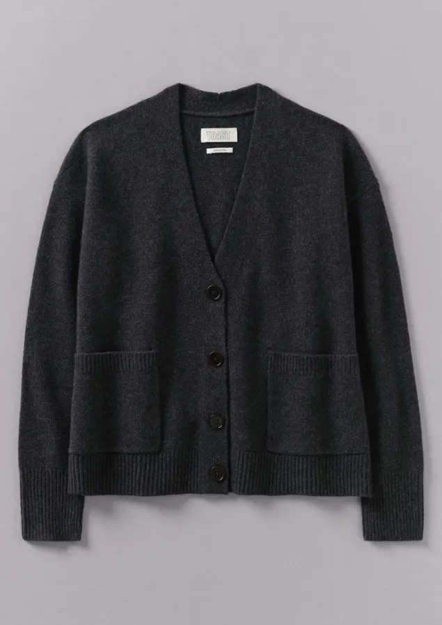 Cashmere | Knitwear-TOAST Ffion Wool Cashmere Boxy Cardigan Charcoal