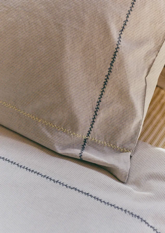 fine_stripe_organic_cotton_duvet_cover_3-1.webp Textiles | Bed Linen-TOAST Fine Stripe Organic Cotton Duvet Cover Ecru/SmokeBlue