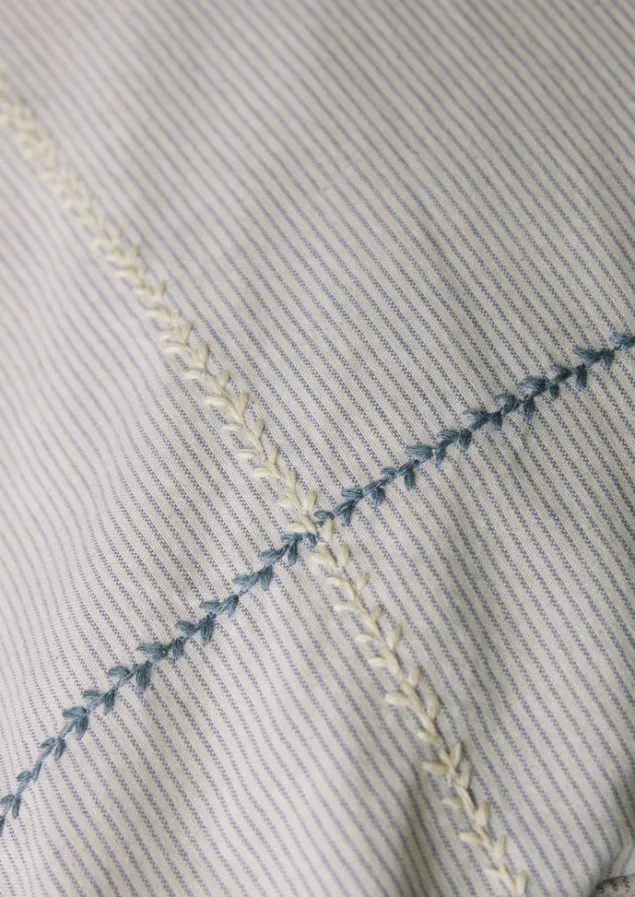 fine_stripe_organic_cotton_embroidered_pillowcase_7.webp Textiles | Bed Linen-TOAST Fine Stripe Organic Cotton Embroidered Pillowcase Ecru/SmokeBlue