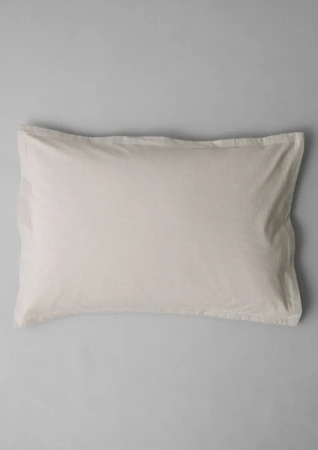 Textiles | Bed Linen-TOAST Fine Stripe Organic Cotton Oxford Pillowcase Set Ecru/SmokeBlue