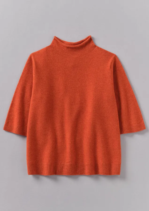 Cashmere | Knitwear-TOAST Fine Wool Cashmere Half Sleeve Sweater BurntEmber