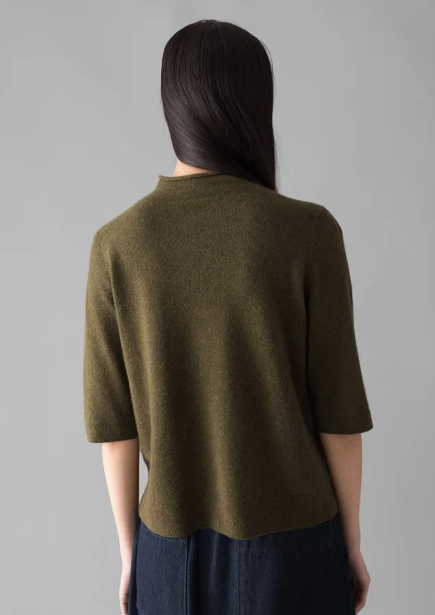 fine_wool_cashmere_half_sleeve_sweater_8-1.webp Cashmere | Knitwear-TOAST Fine Wool Cashmere Half Sleeve Sweater OliveMelange