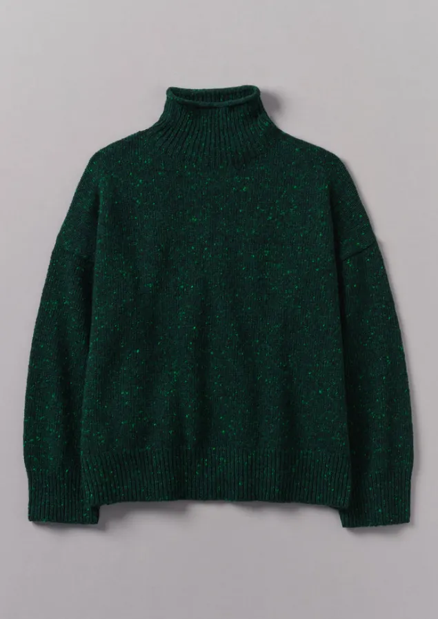 Cashmere | Knitwear-TOAST Flecky Wool Cashmere High Neck Sweater Emerald
