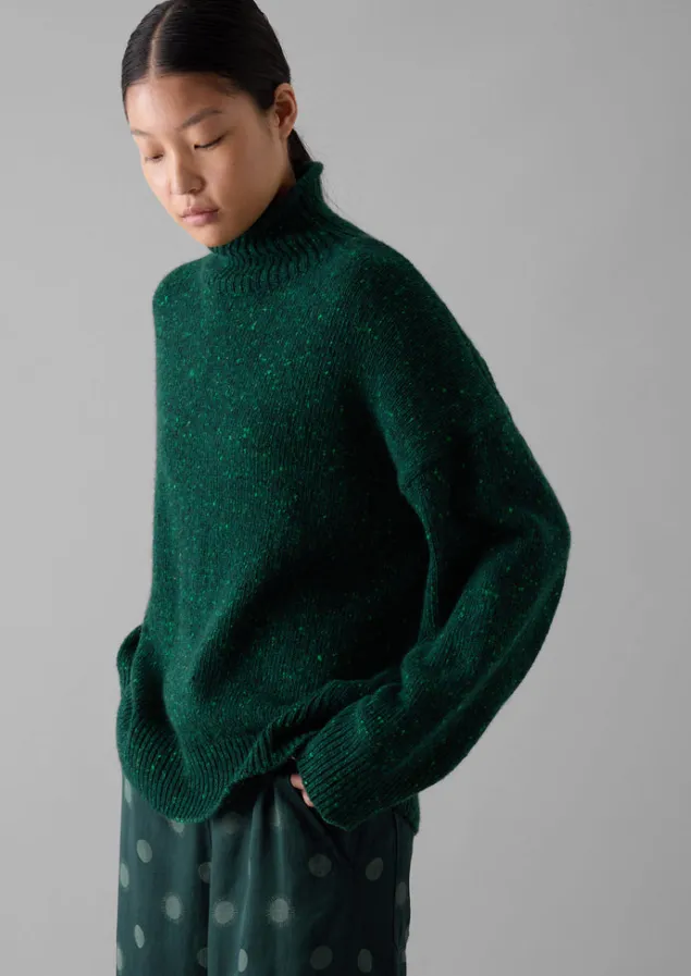 flecky_wool_cashmere_high_neck_sweater_6.webp Cashmere | Knitwear-TOAST Flecky Wool Cashmere High Neck Sweater Emerald