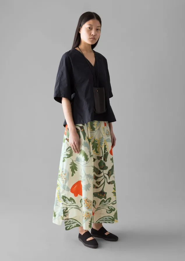 Skirts-TOAST Foliage Print Poplin Skirt Putty