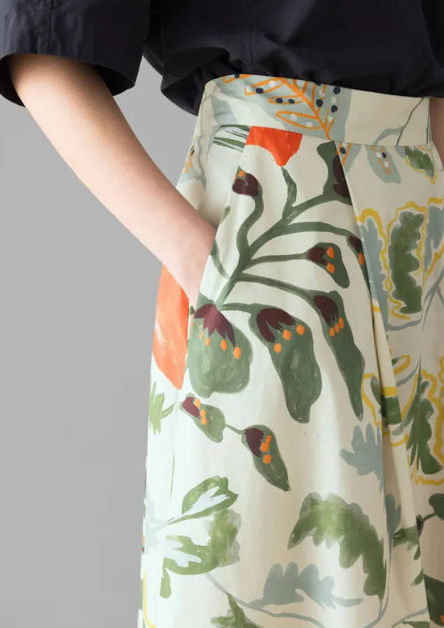 foliage_print_poplin_skirt_4.webp Skirts-TOAST Foliage Print Poplin Skirt Putty