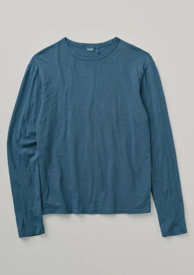 Loungewear | Tops & Tees-TOAST Frank Cotton Long Sleeve Tee WashedIndigo