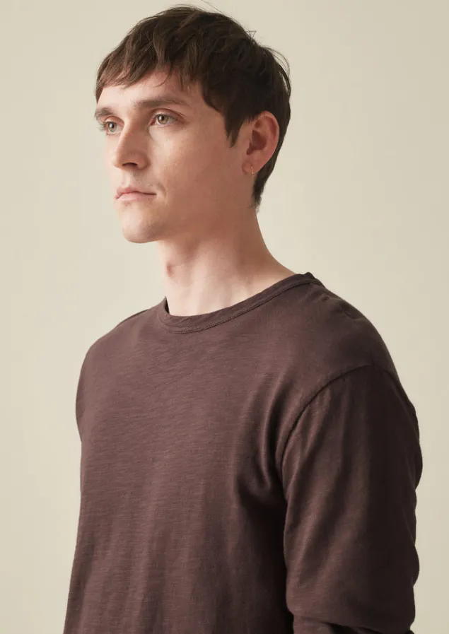 frank_cotton_long_sleeve_tee_2.webp Loungewear | Tops & Tees-TOAST Frank Cotton Long Sleeve Tee Hickory
