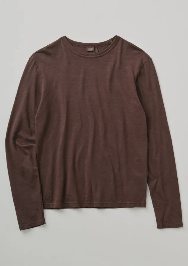 frank_cotton_long_sleeve_tee_3.webp Loungewear | Tops & Tees-TOAST Frank Cotton Long Sleeve Tee Hickory
