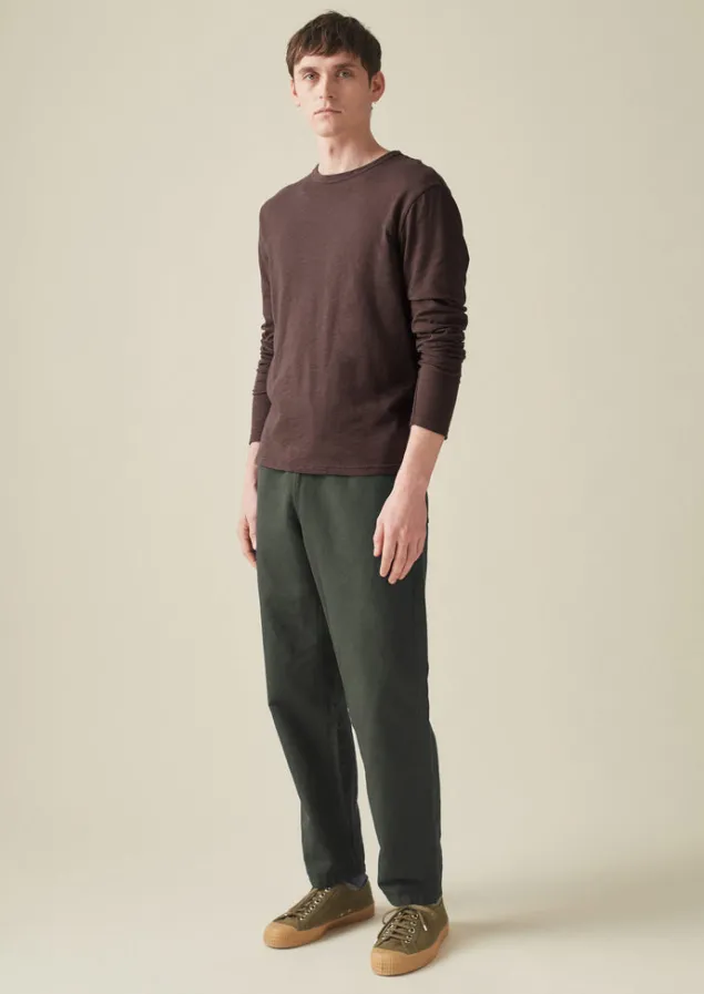 frank_cotton_long_sleeve_tee_4.webp Loungewear | Tops & Tees-TOAST Frank Cotton Long Sleeve Tee Hickory