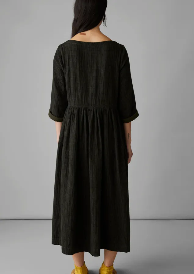 freya_crinkle_organic_cotton_dress_4.webp Loungewear | Dresses-TOAST Freya Crinkle Organic Cotton Dress DarkestOlive
