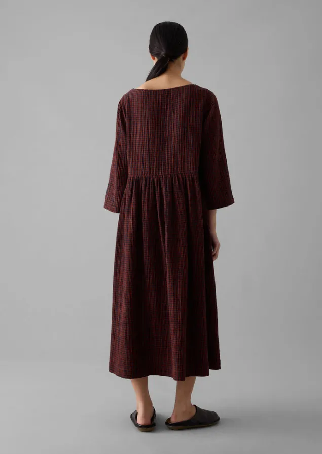 freya_gingham_crinkle_cotton_dress_13.webp Loungewear | Dresses-TOAST Freya Gingham Crinkle Cotton Dress Brick/Black
