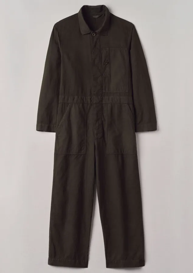Linen | Workwear-TOAST Garment Dyed Canvas Overalls TentGreen