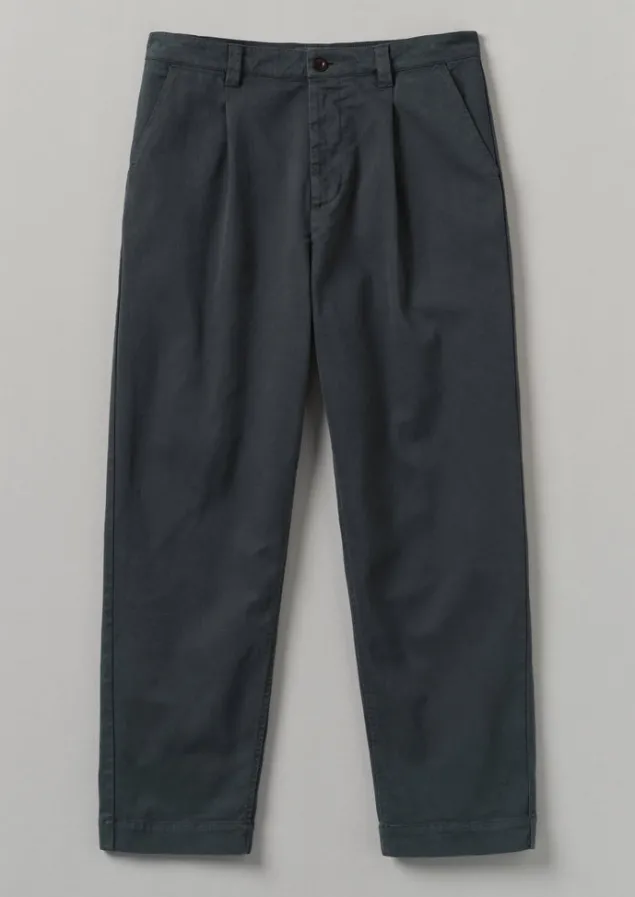 Workwear | Trousers-TOAST Garment Dyed Cotton Pleat Trousers Charcoal