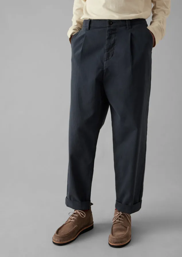 Workwear | Trousers-TOAST Garment Dyed Cotton Pleat Trousers Charcoal