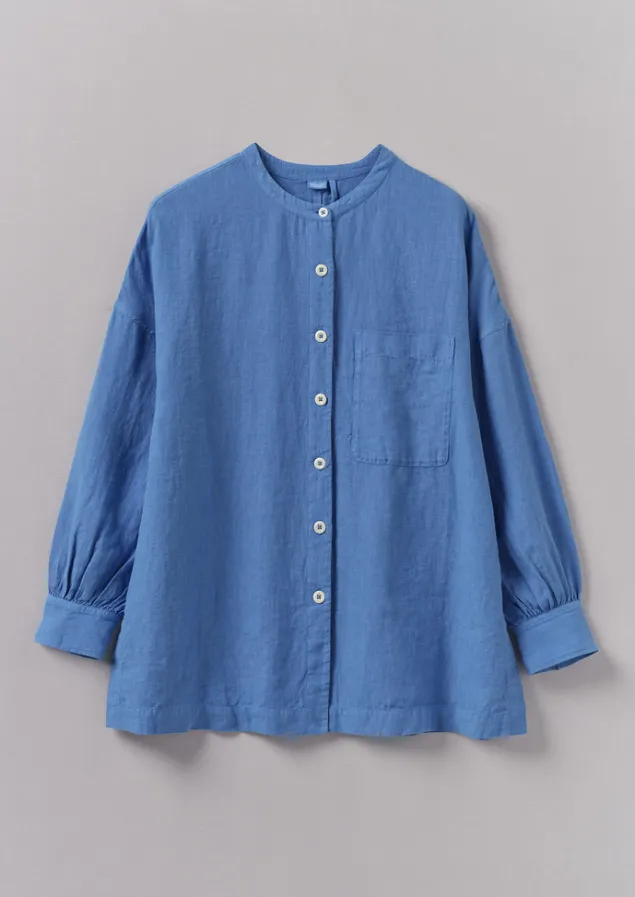 Linen | Loungewear-TOAST Garment Dyed Linen Oversized Shirt BlueViolane