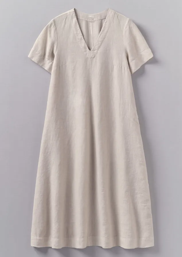 Linen | Loungewear-TOAST Garment Dyed Linen V-Neck Dress Stone